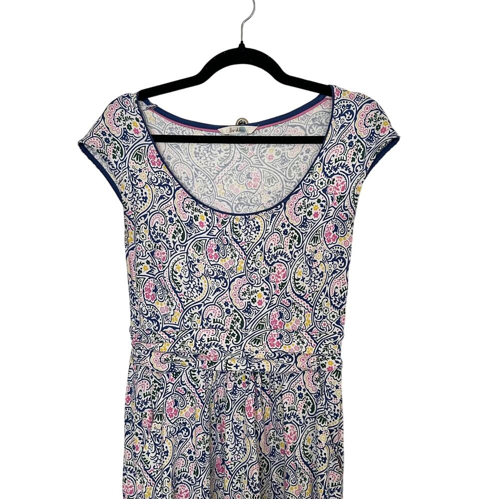 Boden Dress Womens 6 Margot Scoop Neck Floral Jersey Knee Length Paisley Print - Picture 4 of 7